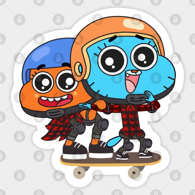 Gumball Darwin skate Sticker by Plushism